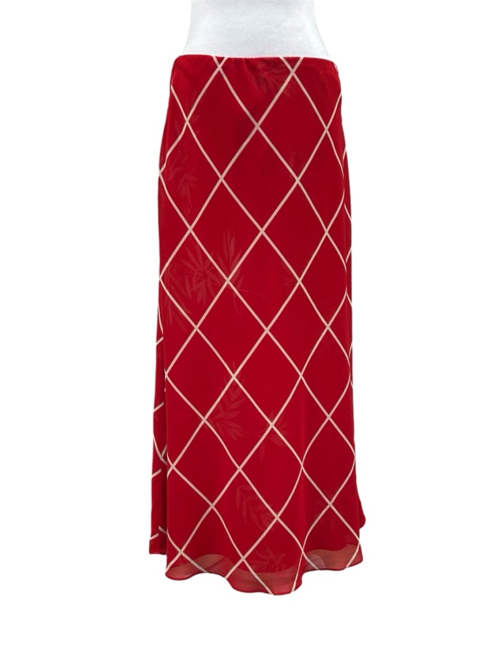 Laura Scott Double Pattern Sheer Layer Maxi Skirt Sz 14 Red